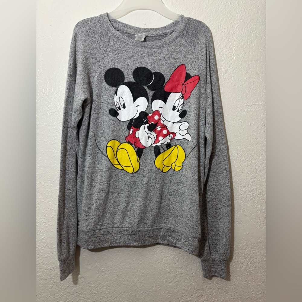 Disney Gray Sweater with‎ Mickey and Minnie Design